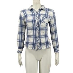 Rails‎ Top Womens XS Blue White Plaid Button Up Long Sleeves Country Cowgirl